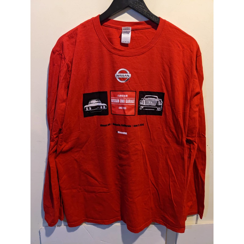 Nissan Garage Red Long Sleeve Racing Car Event Shirt Sz XL